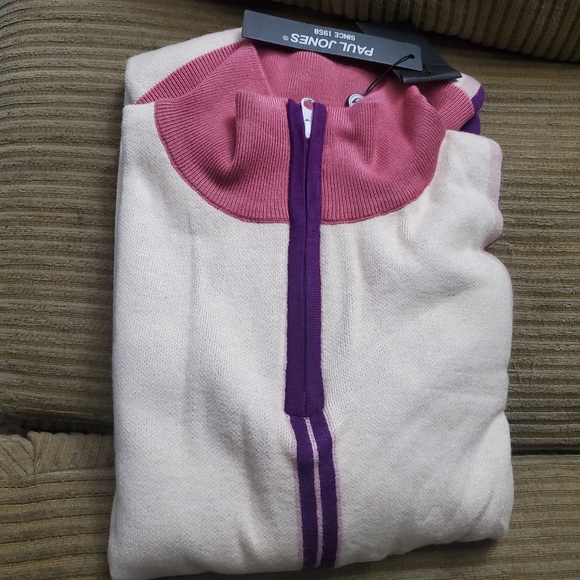 New Mens Striped Zipper Sweater Multiple Sizes - Picture 3 of 3